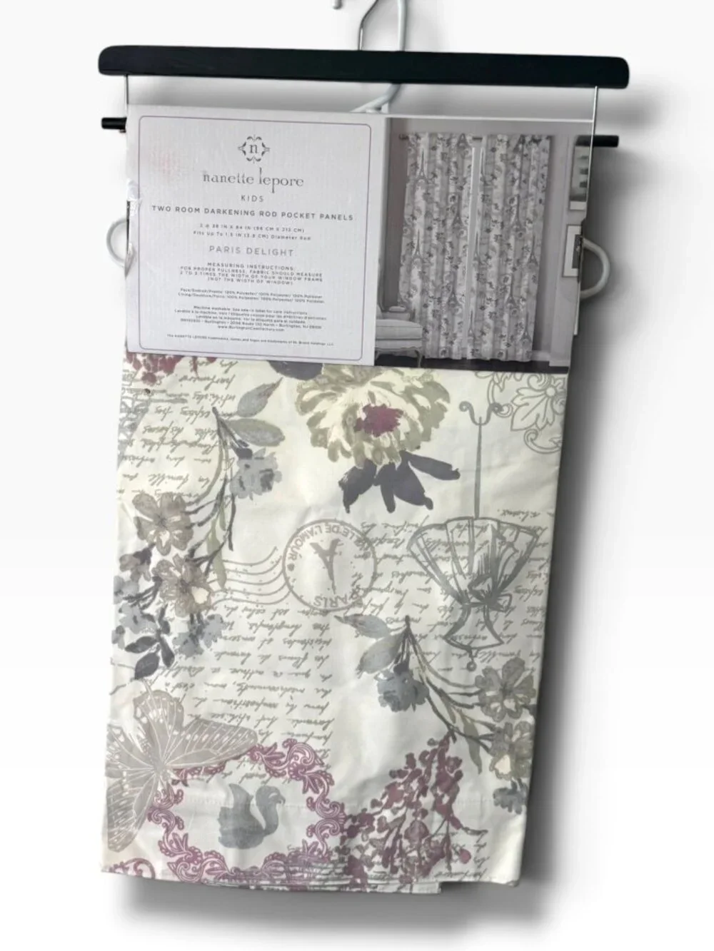 NEW Nanette Lepore Kids Paris Delight Room Darkening Curtains – 2 Panels – 38” x